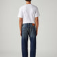 Men's 505 Dark Blue Straight Fit Mid Rise Selvedge Jeans - Back View