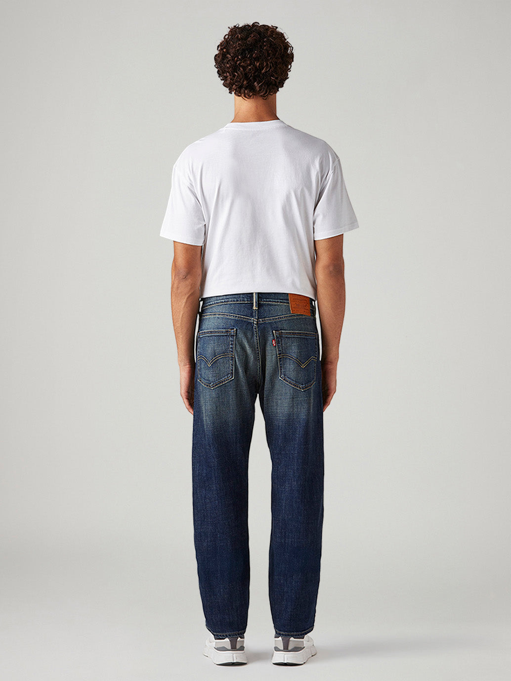 Men's 505 Dark Blue Straight Fit Mid Rise Selvedge Jeans - Back View