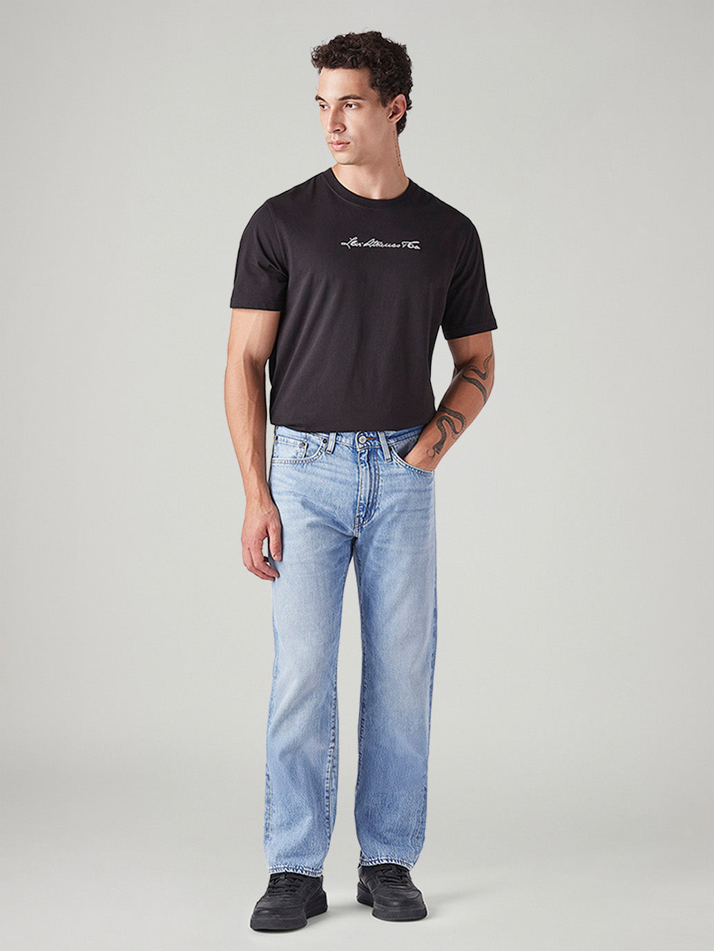 Men's 505 Light Blue Straight Fit Mid Rise Selvedge Jeans - Front View