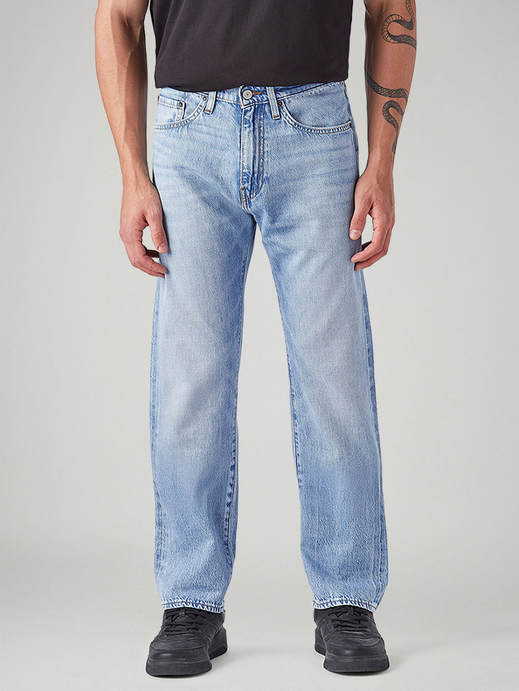 Men's 505 Light Blue Straight Fit Mid Rise Selvedge Jeans - Front View