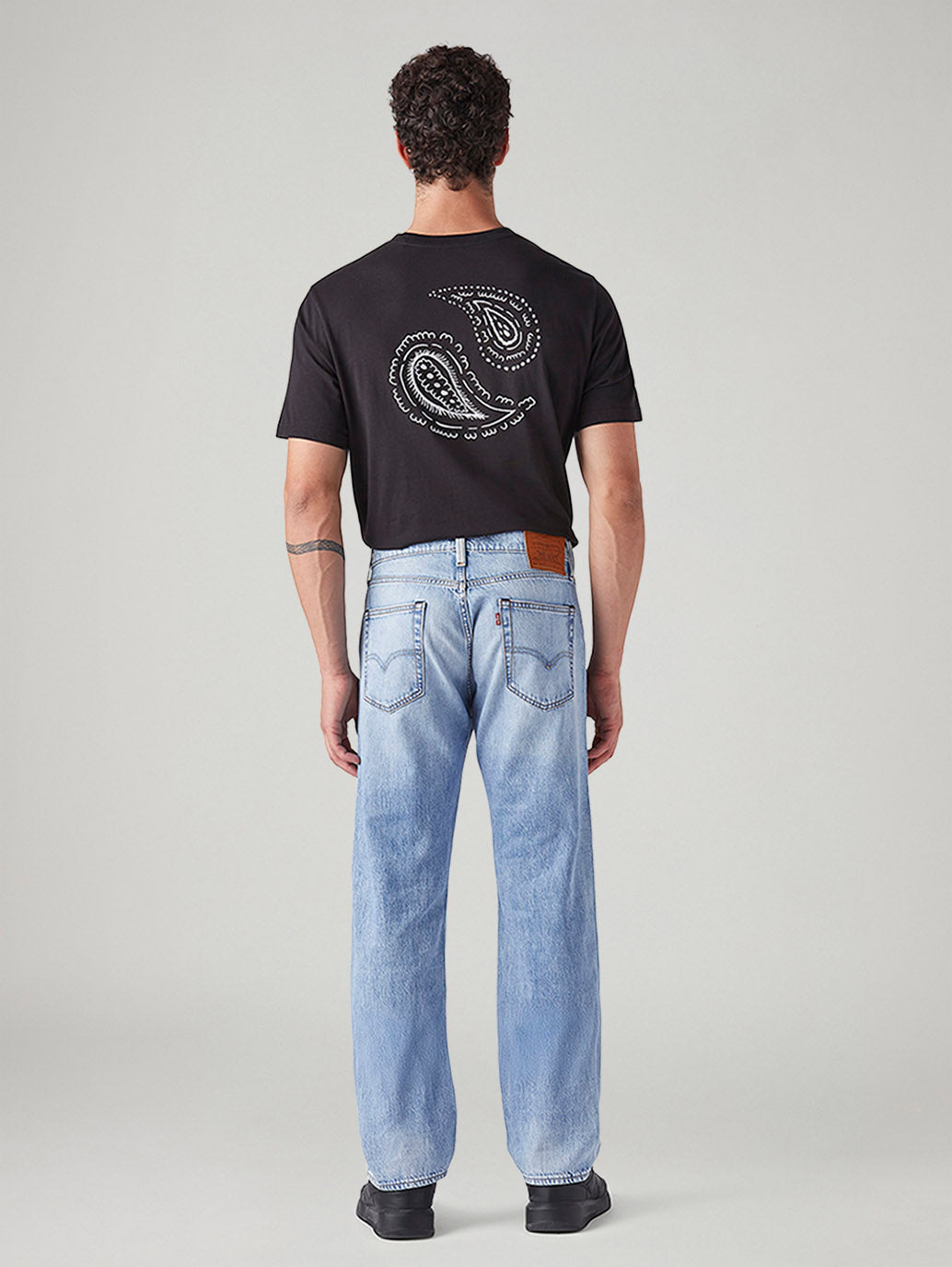 Men's 505 Light Blue Straight Fit Mid Rise Selvedge Jeans - Back View