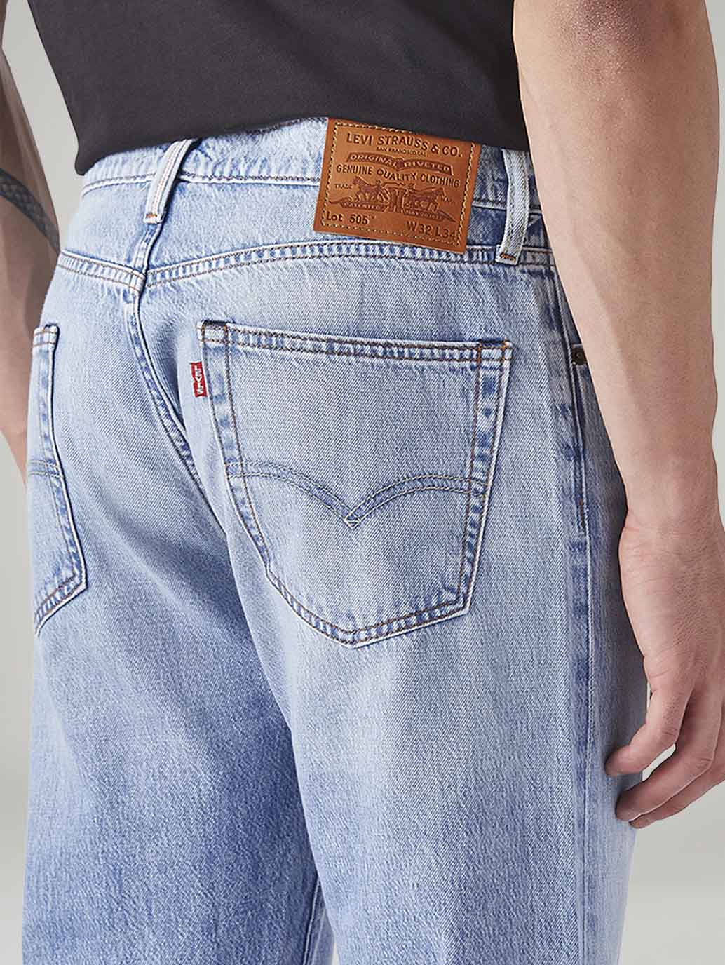 Men's 505 Light Blue Straight Fit Mid Rise Selvedge Jeans - 20 View