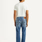 Men's 505 Blue Straight Fit Mid Rise Selvedge Jeans - Back View