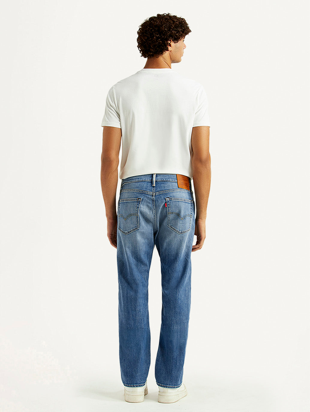 Men's 505 Blue Straight Fit Mid Rise Selvedge Jeans - Back View
