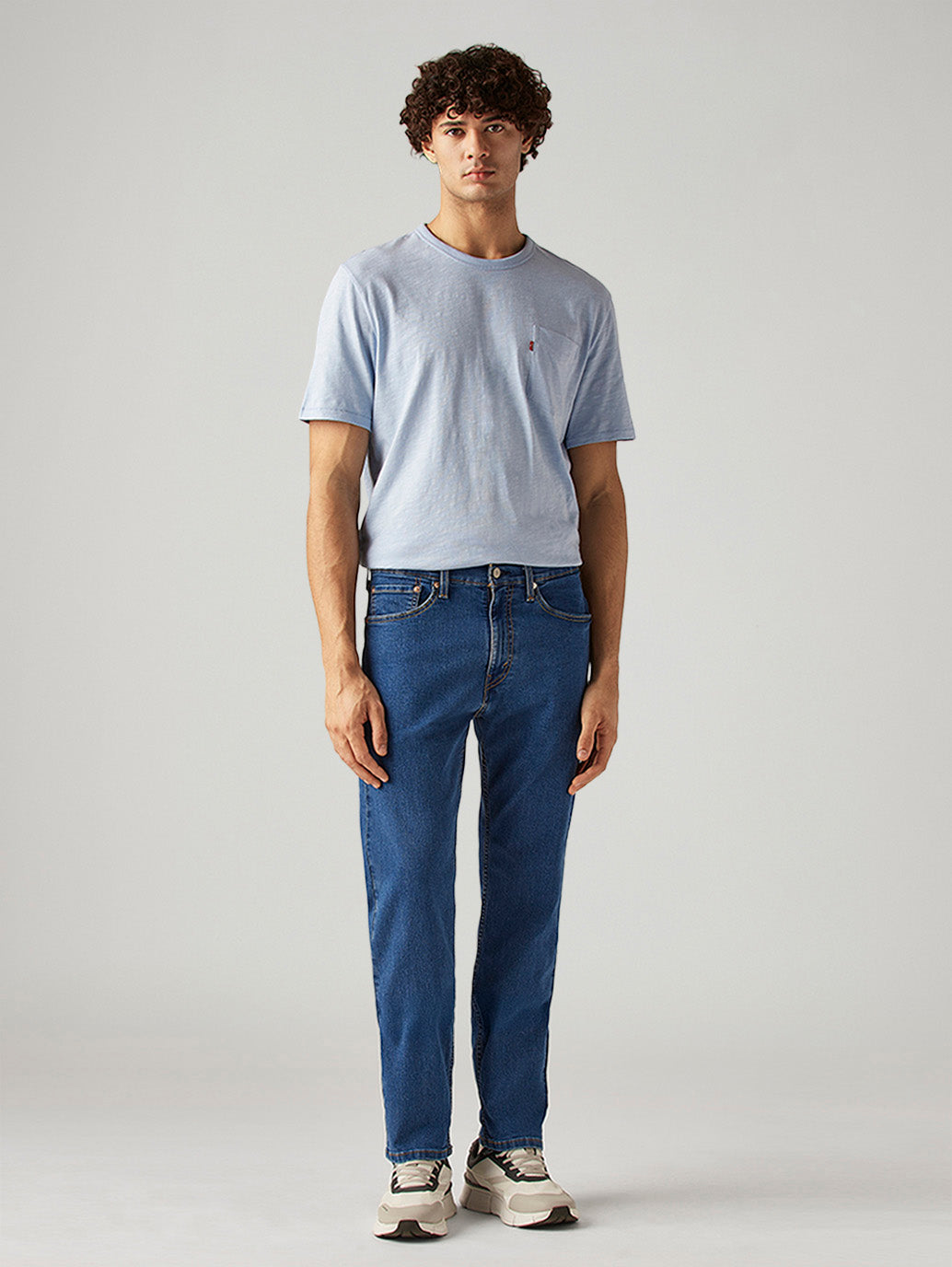 Men's 505 Blue Straight Fit Mid Rise Jeans - Front View