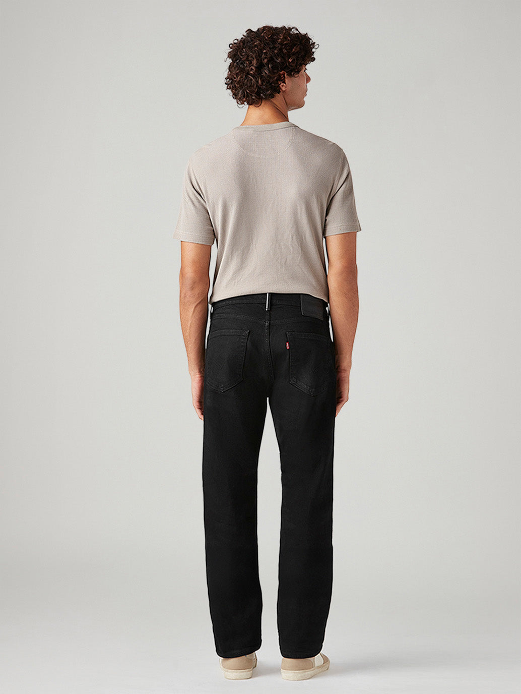 Men's 505 Black Straight Fit Mid Rise Selvedge Jeans - Back View