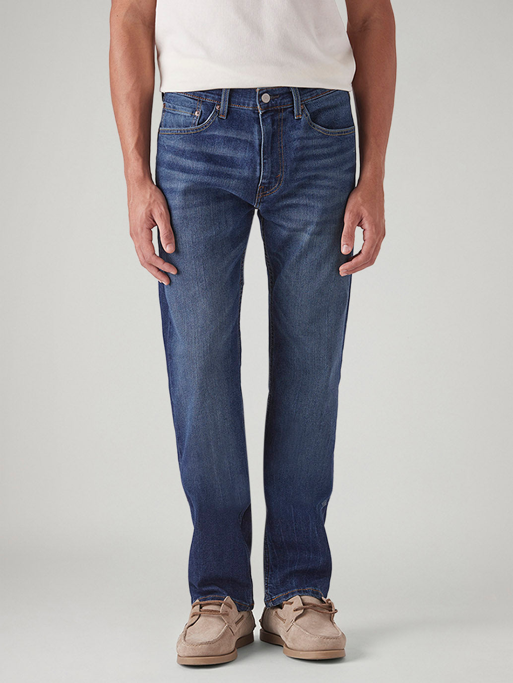Men's 505 Blue Straight Fit Mid Rise Jeans - Front View