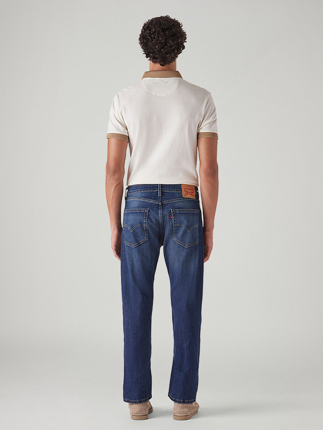 Men's 505 Blue Straight Fit Mid Rise Jeans - Back View