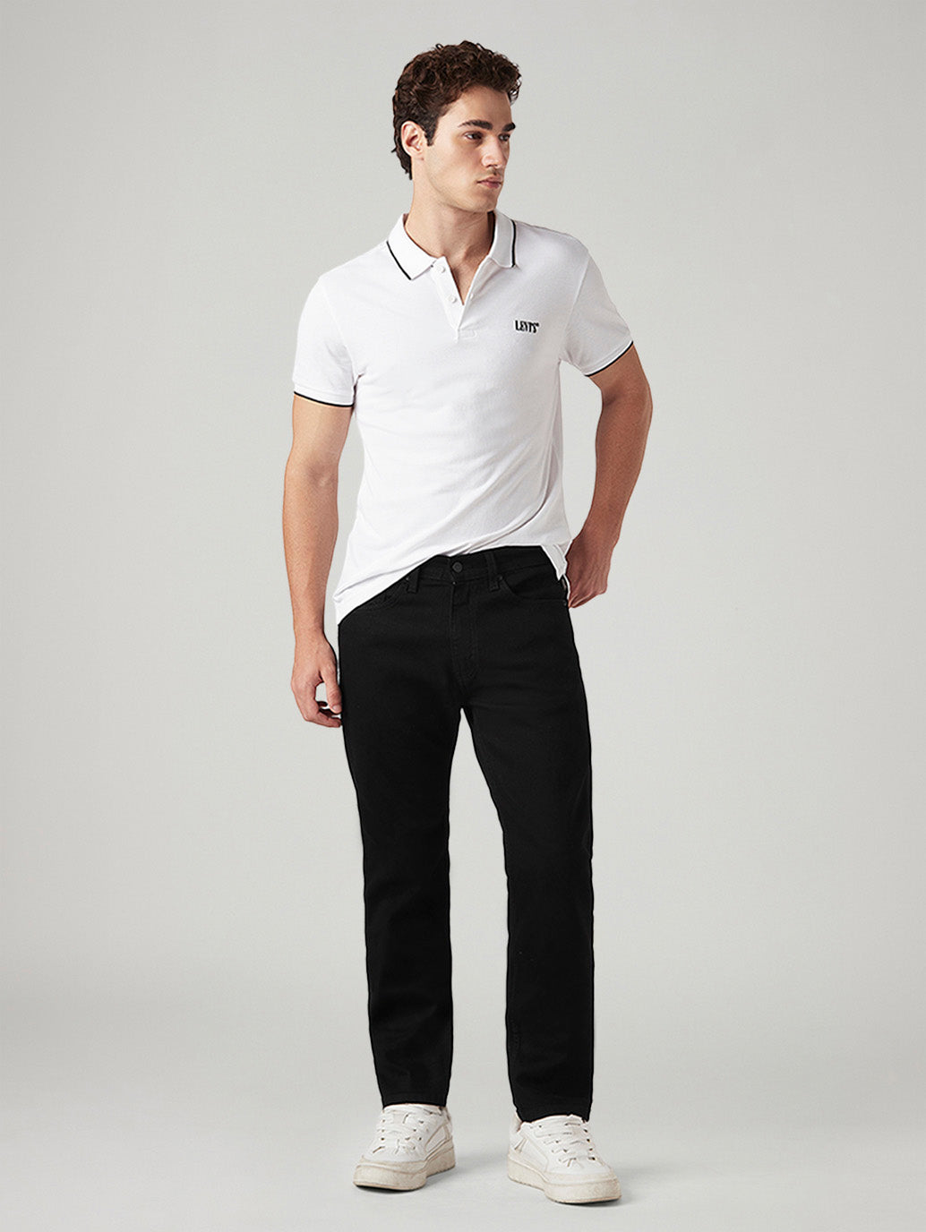 Mens 505 Mid Rise Straight Fit Cotton Stretch Blend Jeans