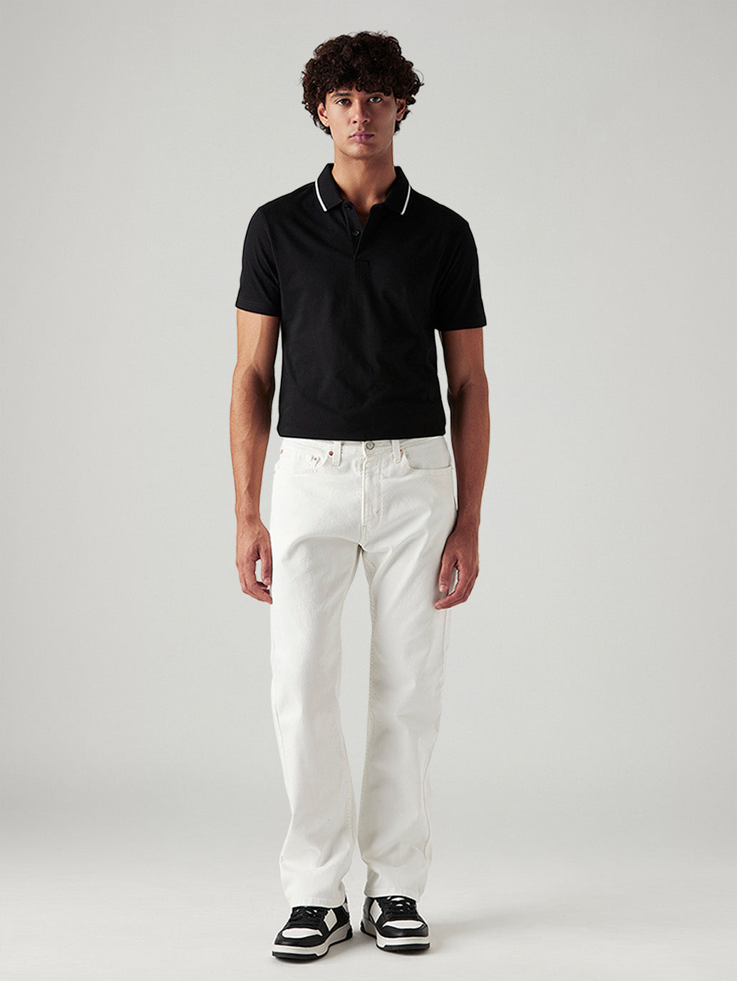 Men's 505 White Straight Fit Mid Rise Jeans - Front View