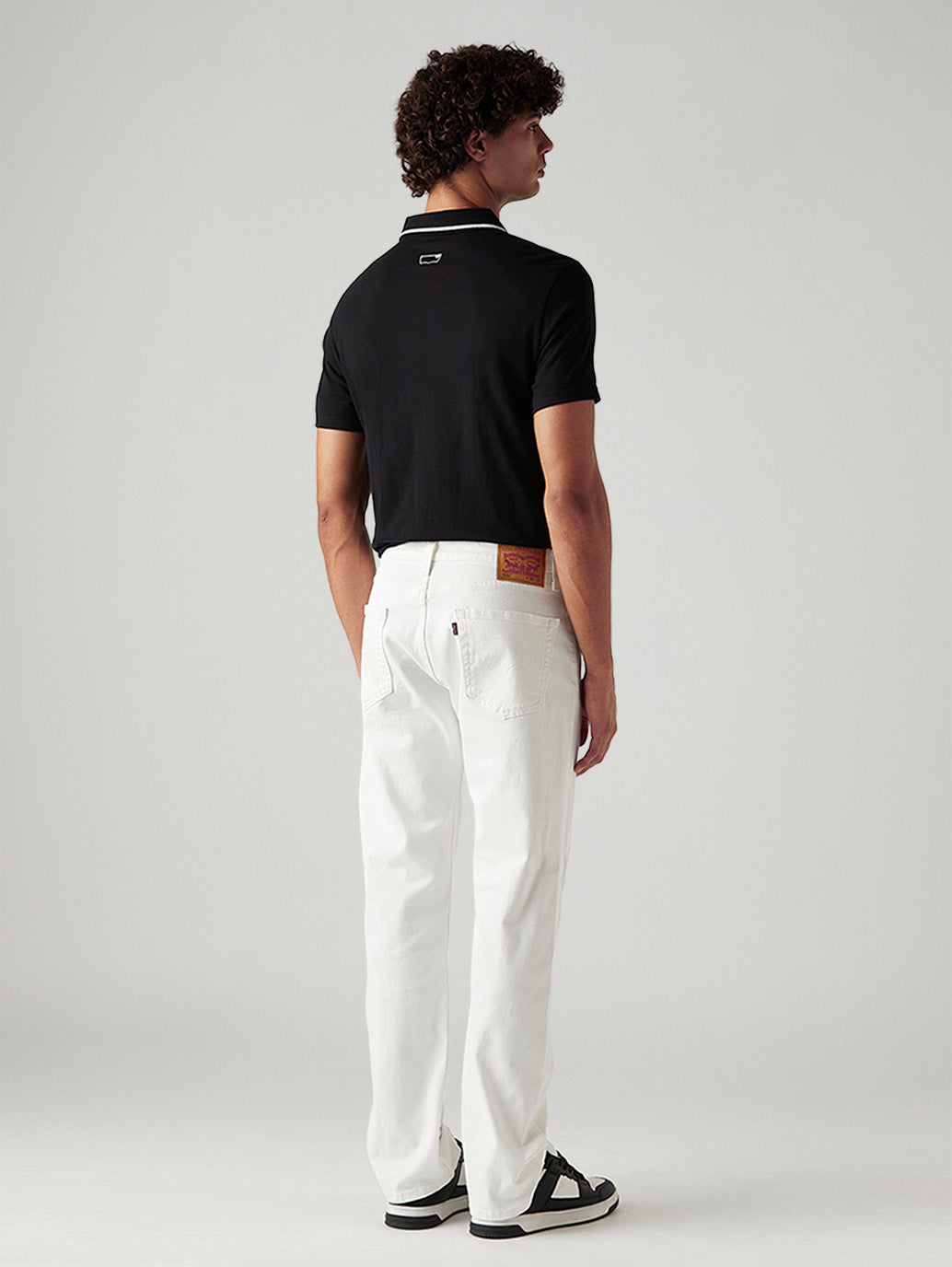 Men's 505 White Straight Fit Mid Rise Jeans - Back View
