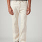 Men's 505 Cream Straight Fit Mid Rise Linen Jeans - Front View