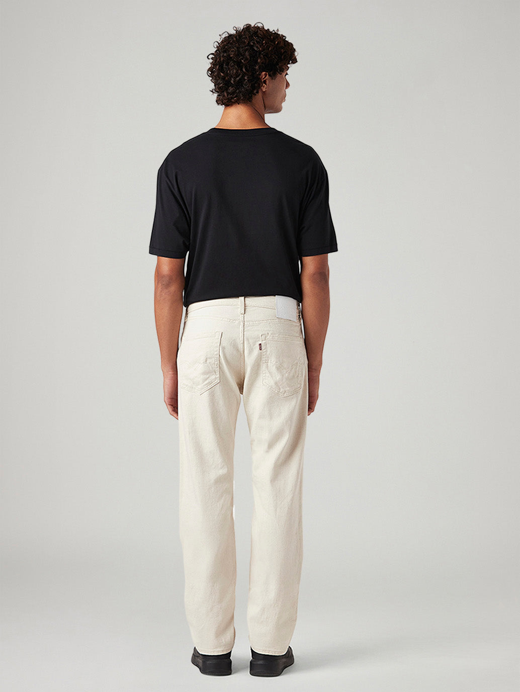 Men's 505 Cream Straight Fit Mid Rise Linen Jeans - Back View