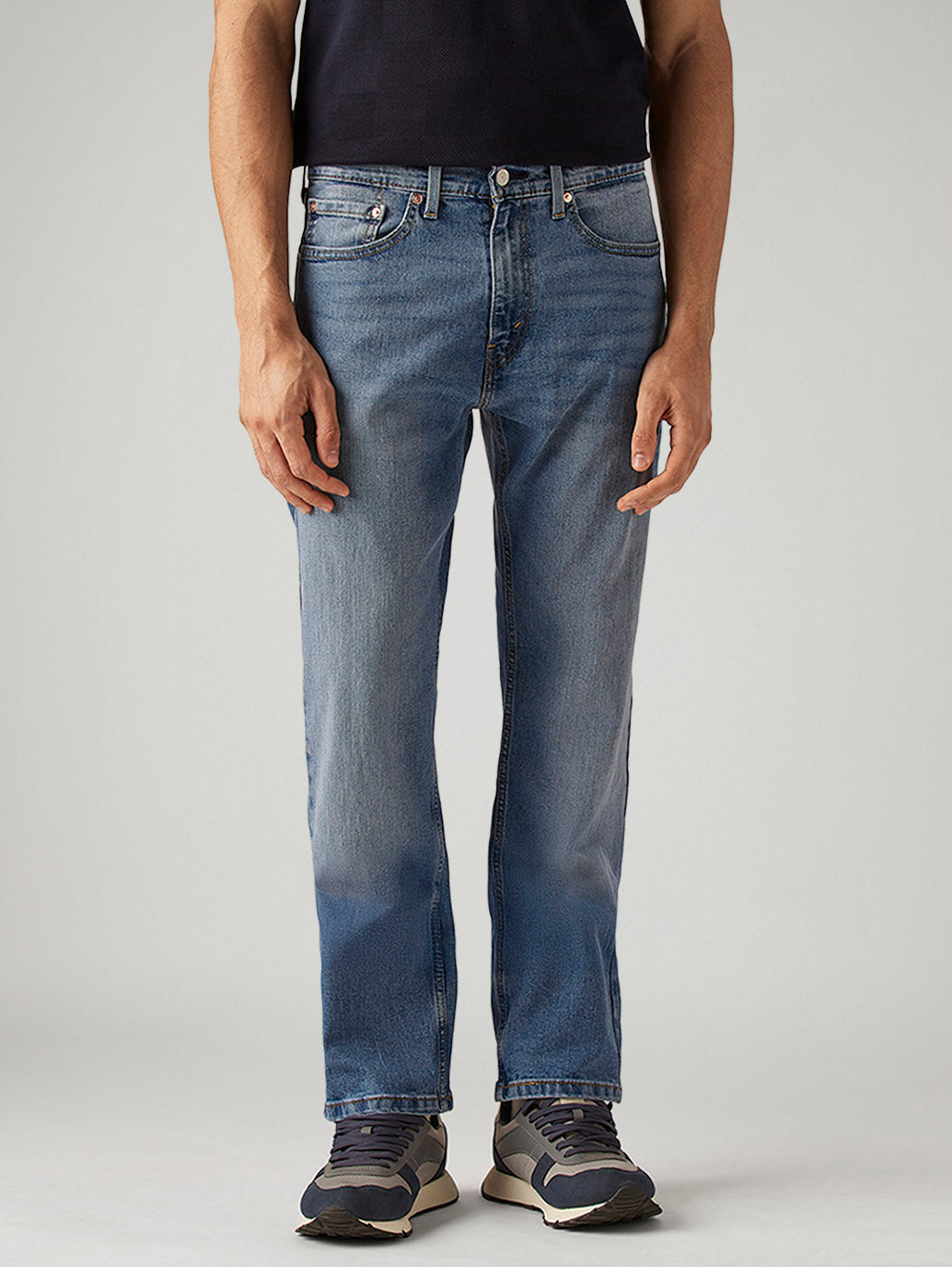 Men's 505 Blue Straight Fit Mid Rise Jeans - Front View