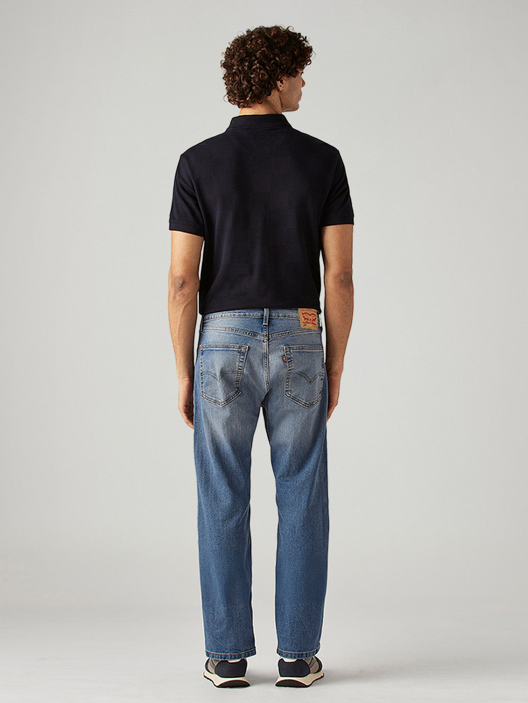 Men's 505 Blue Straight Fit Mid Rise Jeans - Back View