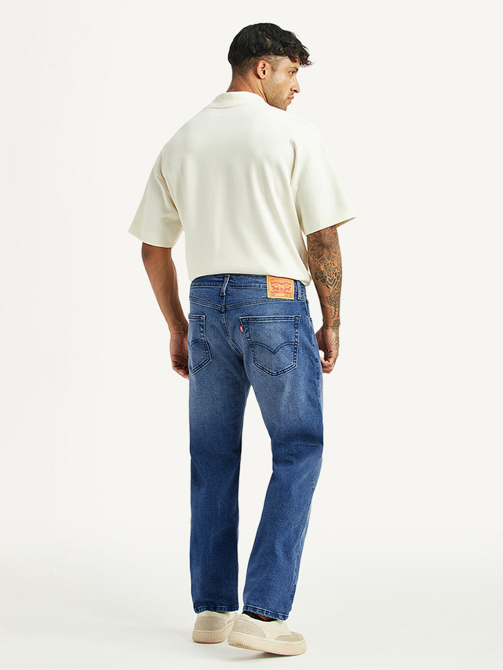Men's 505 Blue Straight Fit Hyper Stretch Jeans - Back View