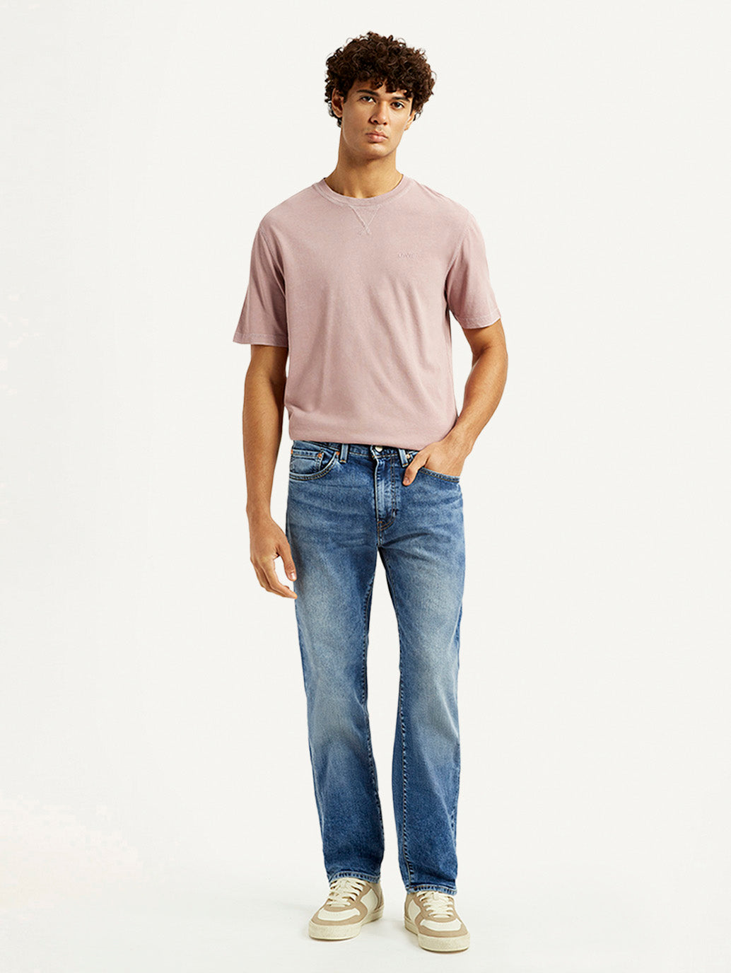 Men's 505 Blue Straight Fit Mid Rise Jeans