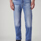 Men's 505 Blue Straight Fit Mid Rise Linen Selvedge Jeans - Front View