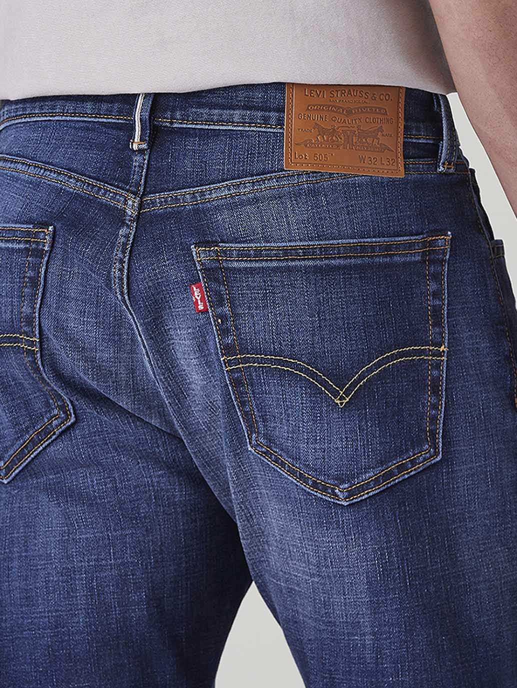 Men's 505 Indigo Straight Fit Mid Rise Jeans - Detail View