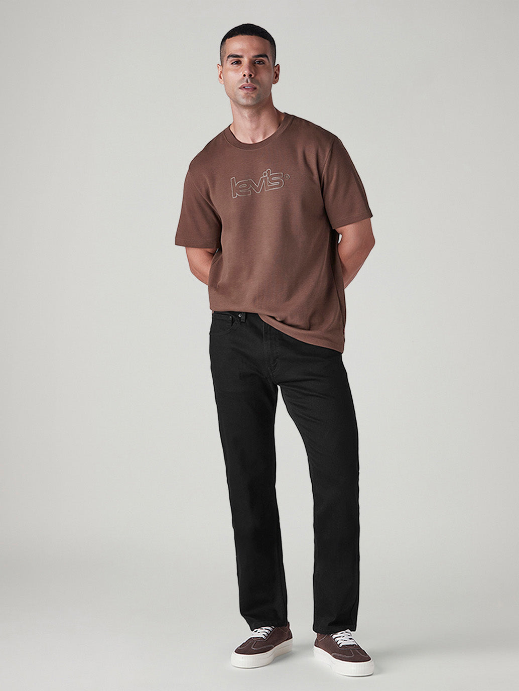 Men's 505 Black Straight Fit Mid Rise Jeans