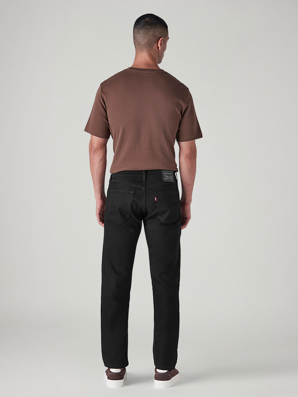 Men's 505 Black Straight Fit Mid Rise Jeans - Back View