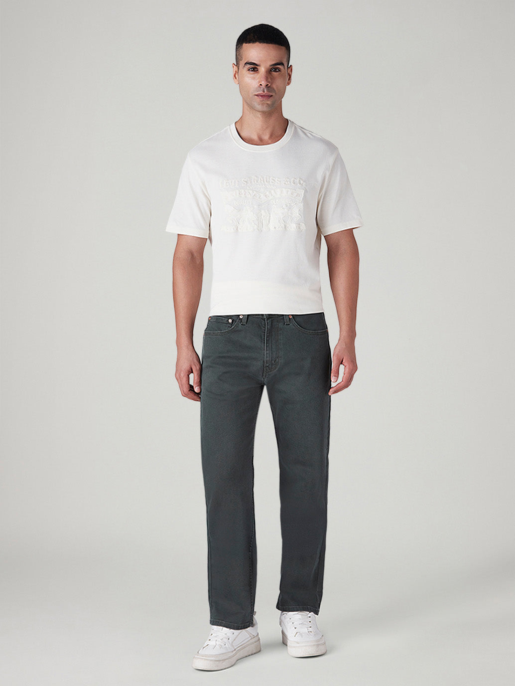 Men's 505 Charcoal Grey Straight Fit Mid Rise Overdyed Jeans - 20 View