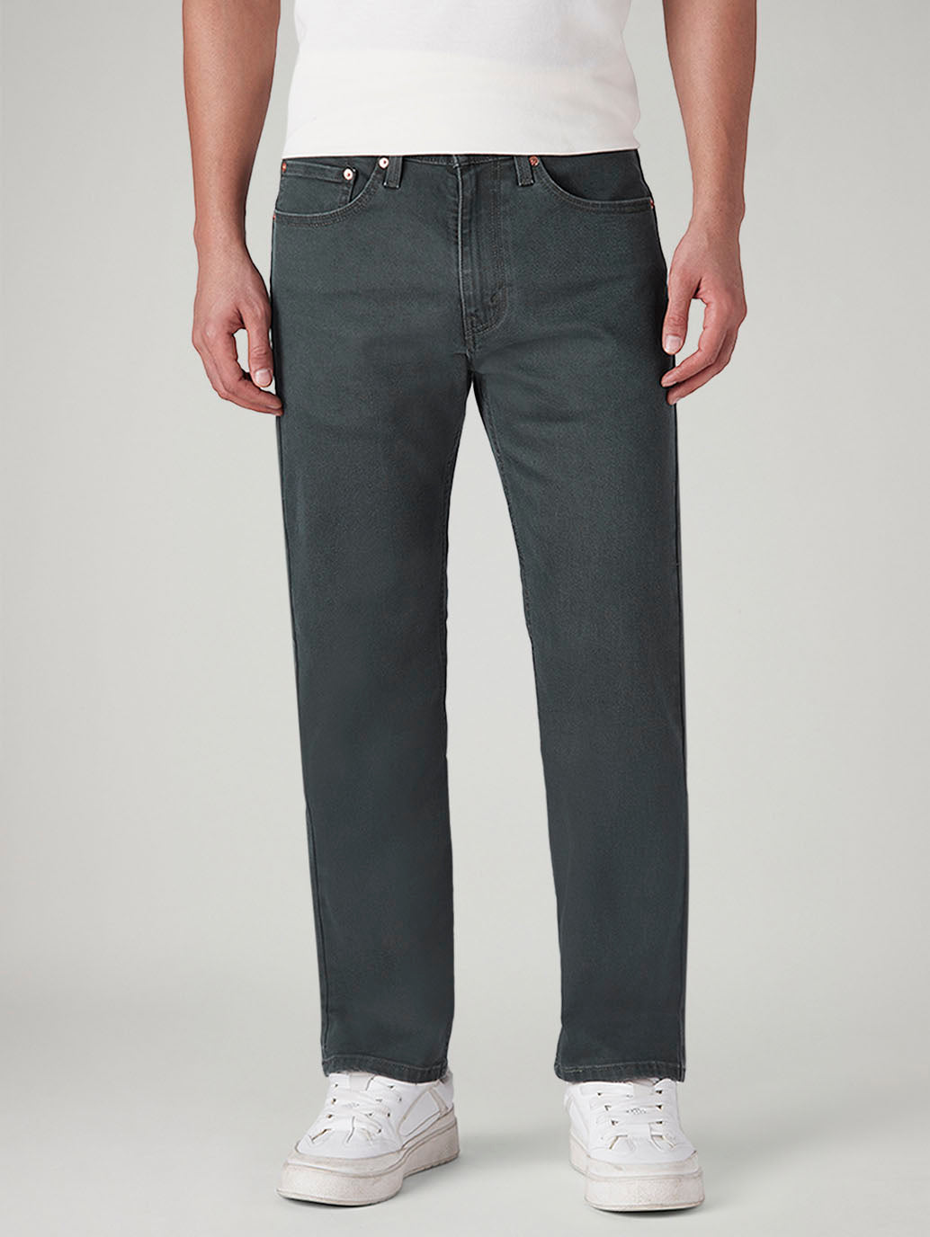 Men's 505 Charcoal Grey Straight Fit Mid Rise Overdyed Jeans - 20 View
