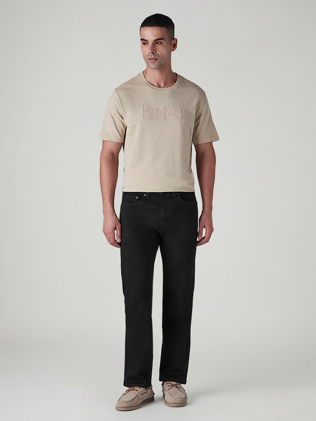 Men's 505 Black Straight Fit Mid Rise Kooltex Jeans