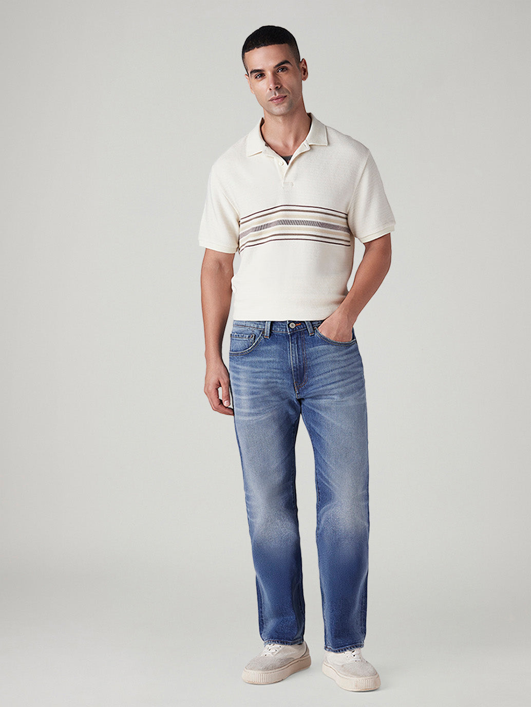 Men's 505 Blue Straight Fit Mid Rise Selvedge Jeans