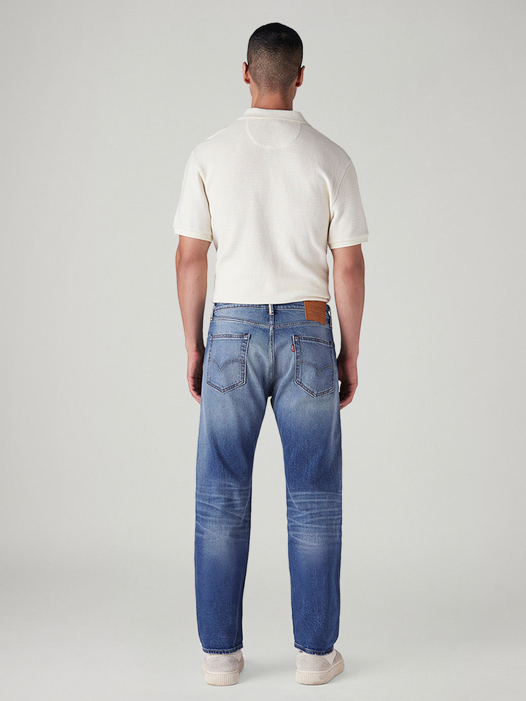Men's 505 Blue Straight Fit Mid Rise Selvedge Jeans - Back View