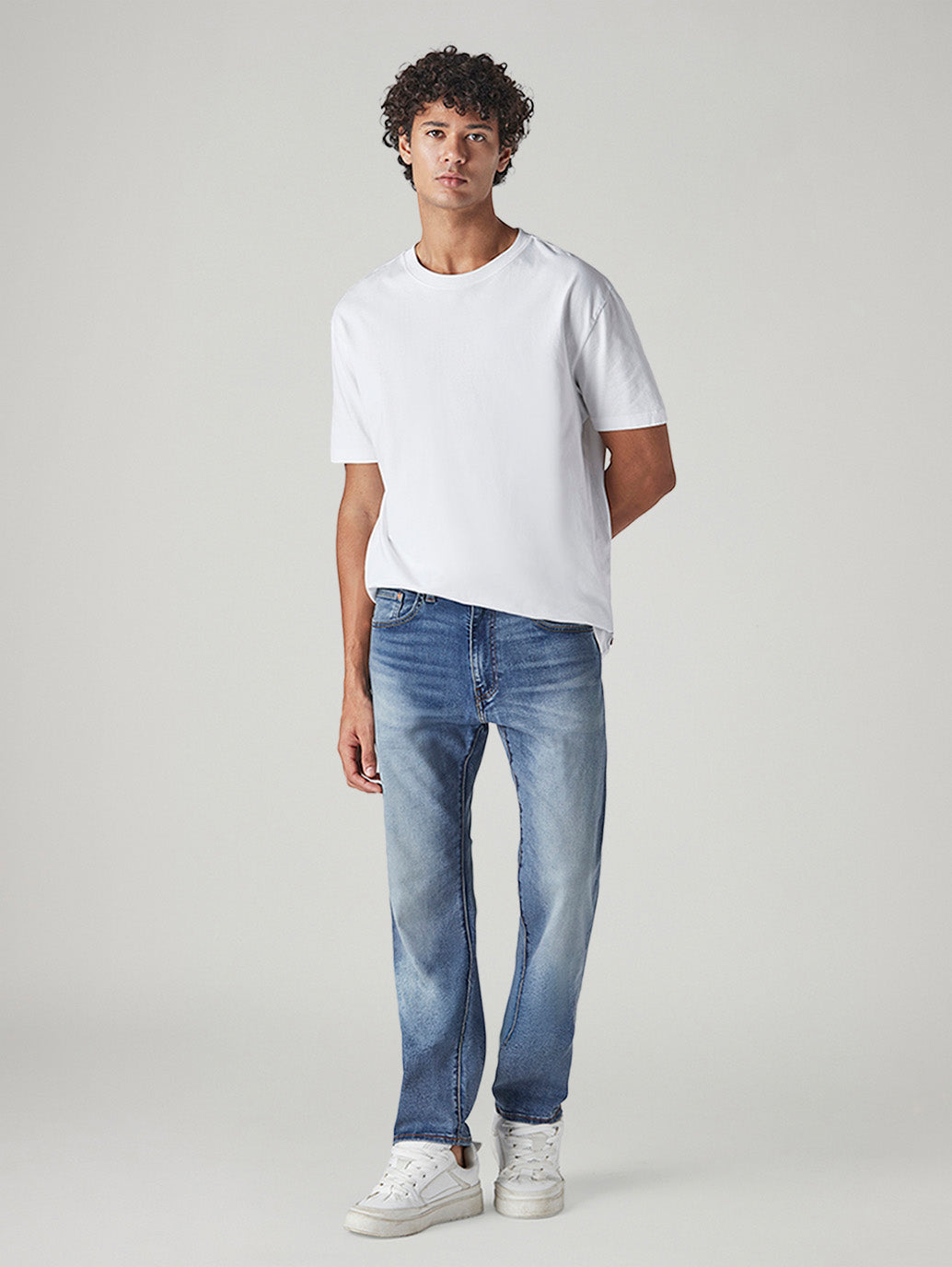 Men's 505 Blue Straight Fit Mid Rise Jeans