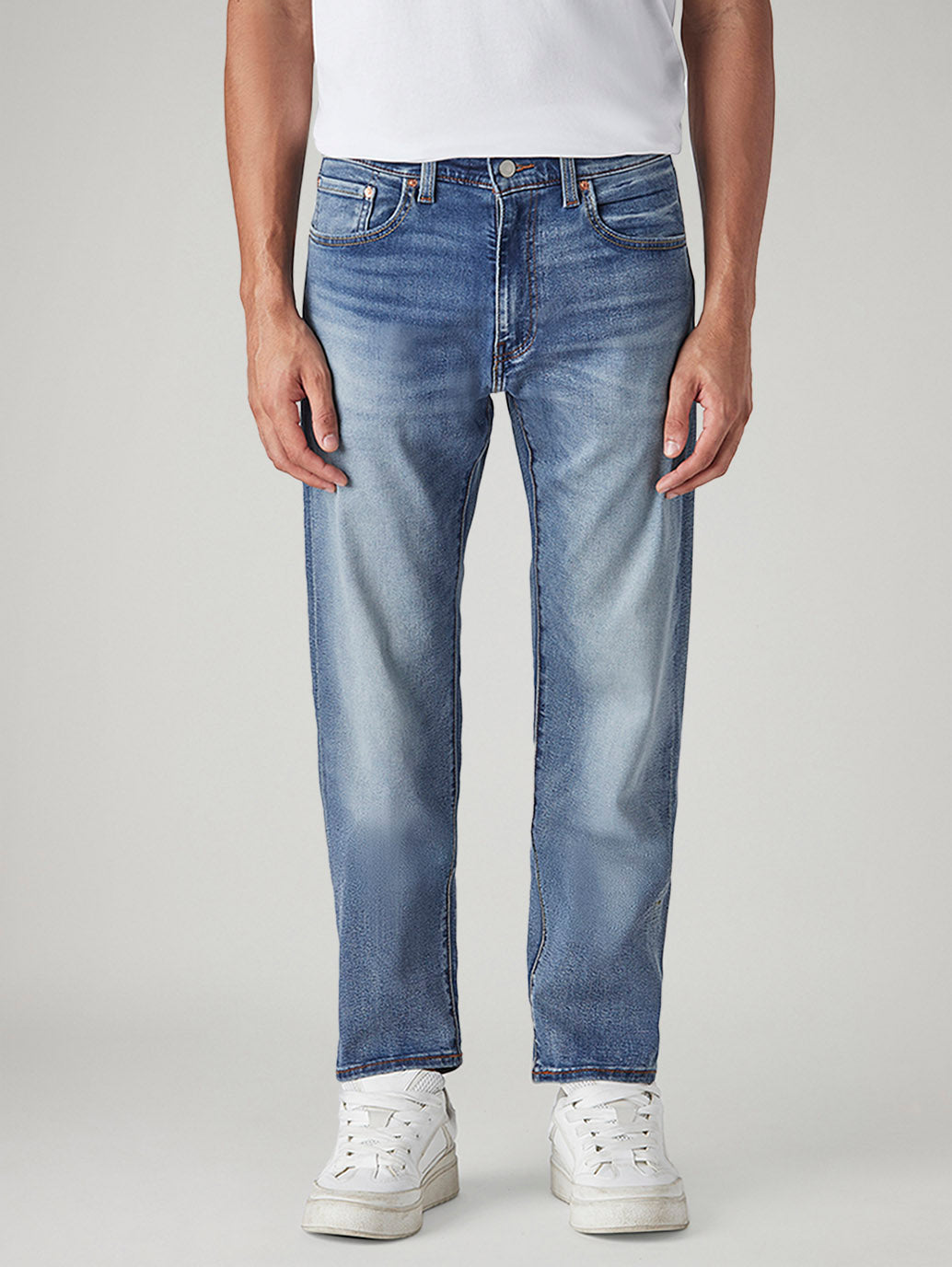 Men's 505 Blue Straight Fit Mid Rise Jeans - Front View