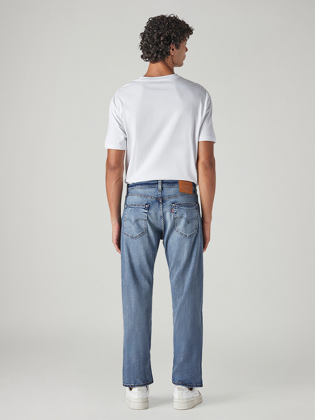 Men's 505 Blue Straight Fit Mid Rise Jeans - Back View