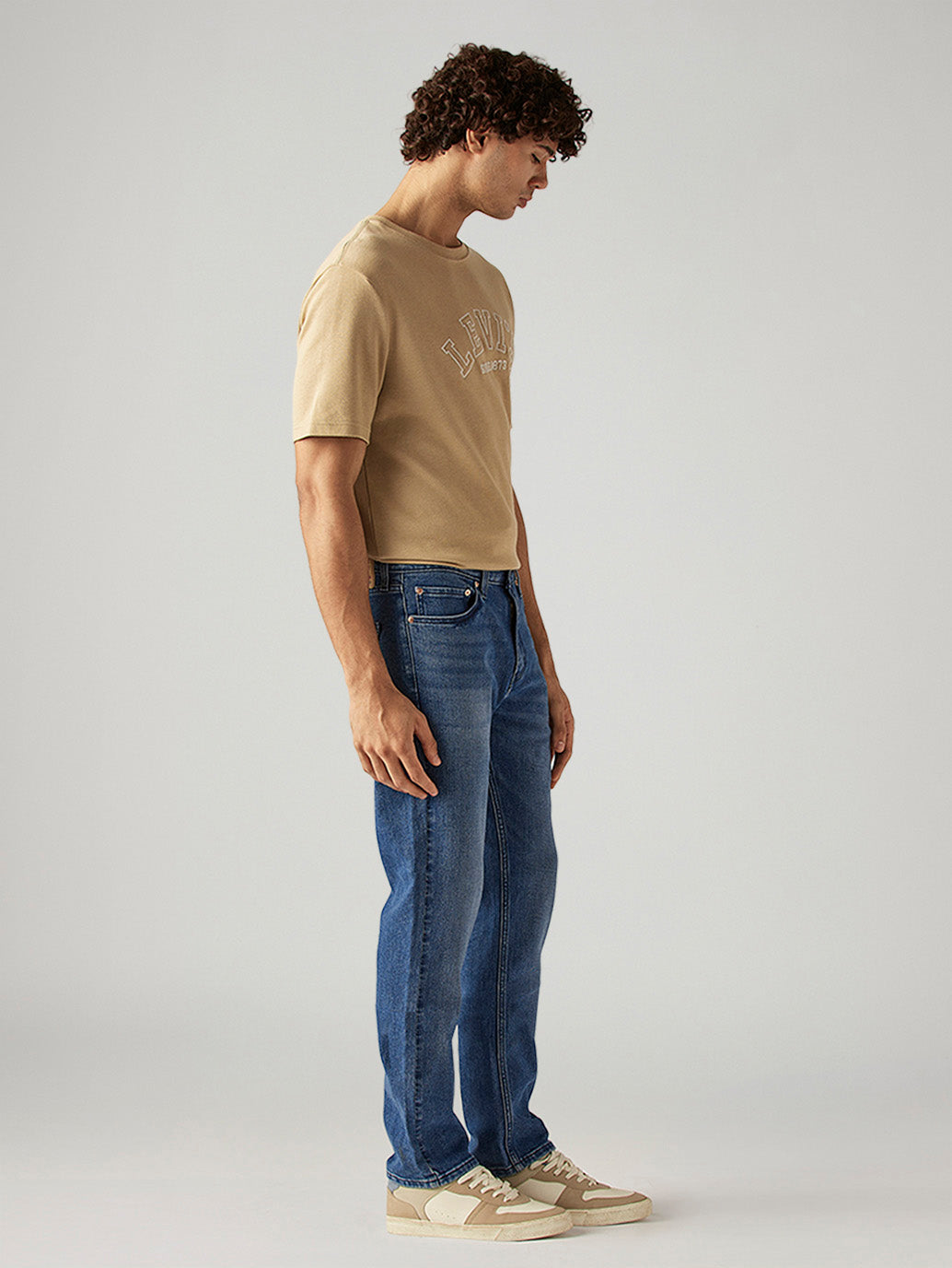 Men's 505 Blue Straight Fit Hyper Stretch Jeans - Side View