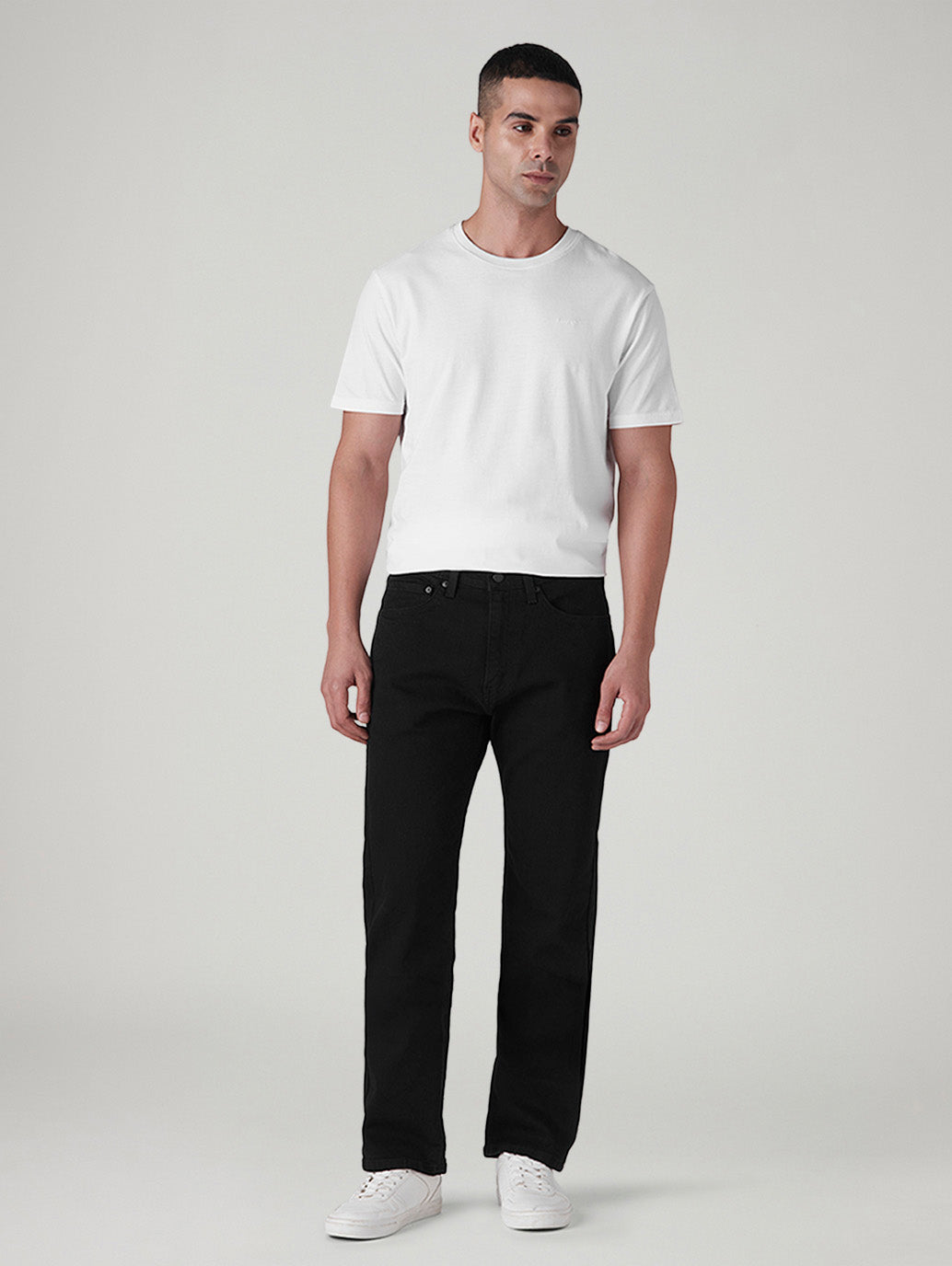 Men's 505 Black Straight Fit Mid Rise Jeans - Front View