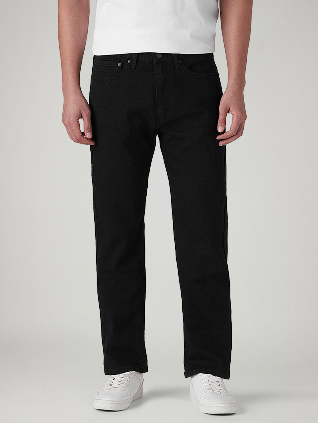 Men's 505 Black Straight Fit Mid Rise Jeans - Front View