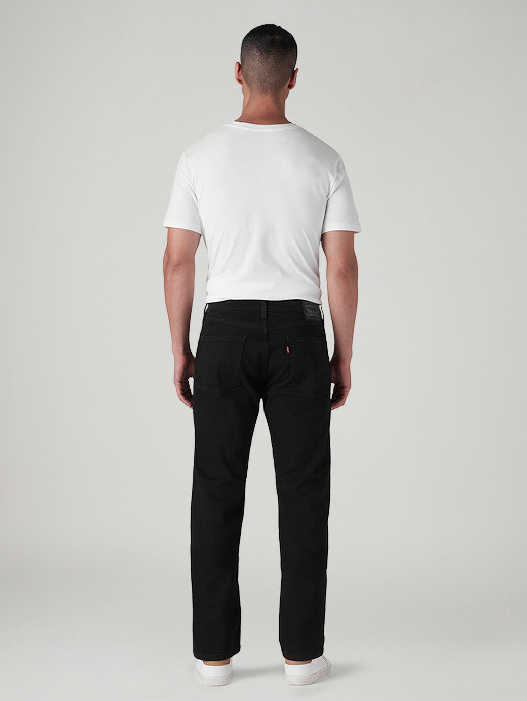 Men's 505 Black Straight Fit Mid Rise Jeans - Back View