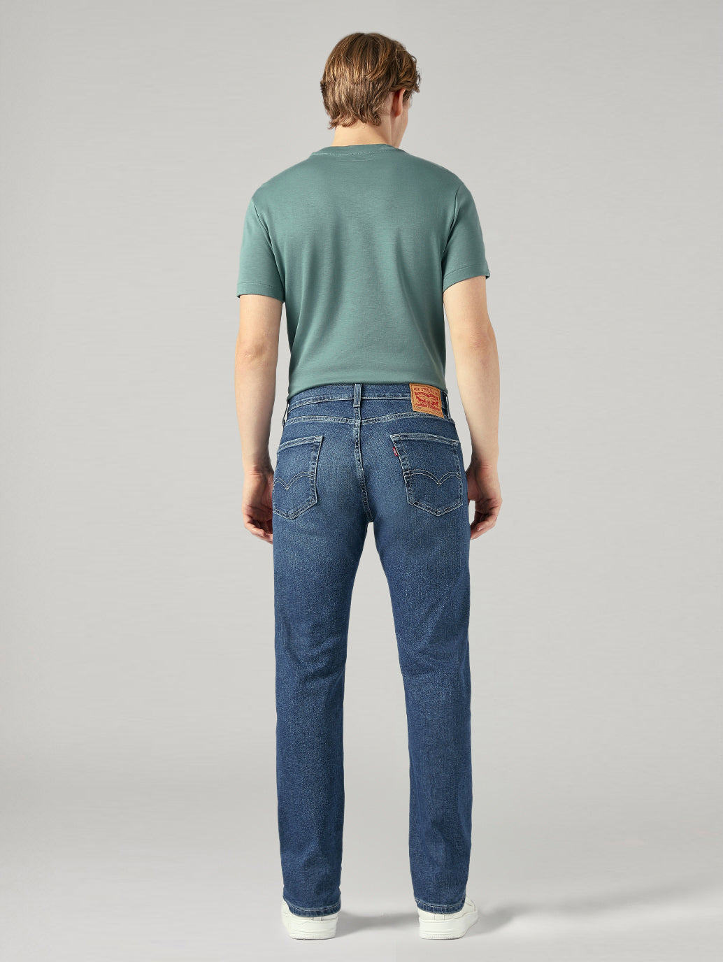 Men's 505 Dark Blue Straight Fit Mid Rise Jeans - Back View