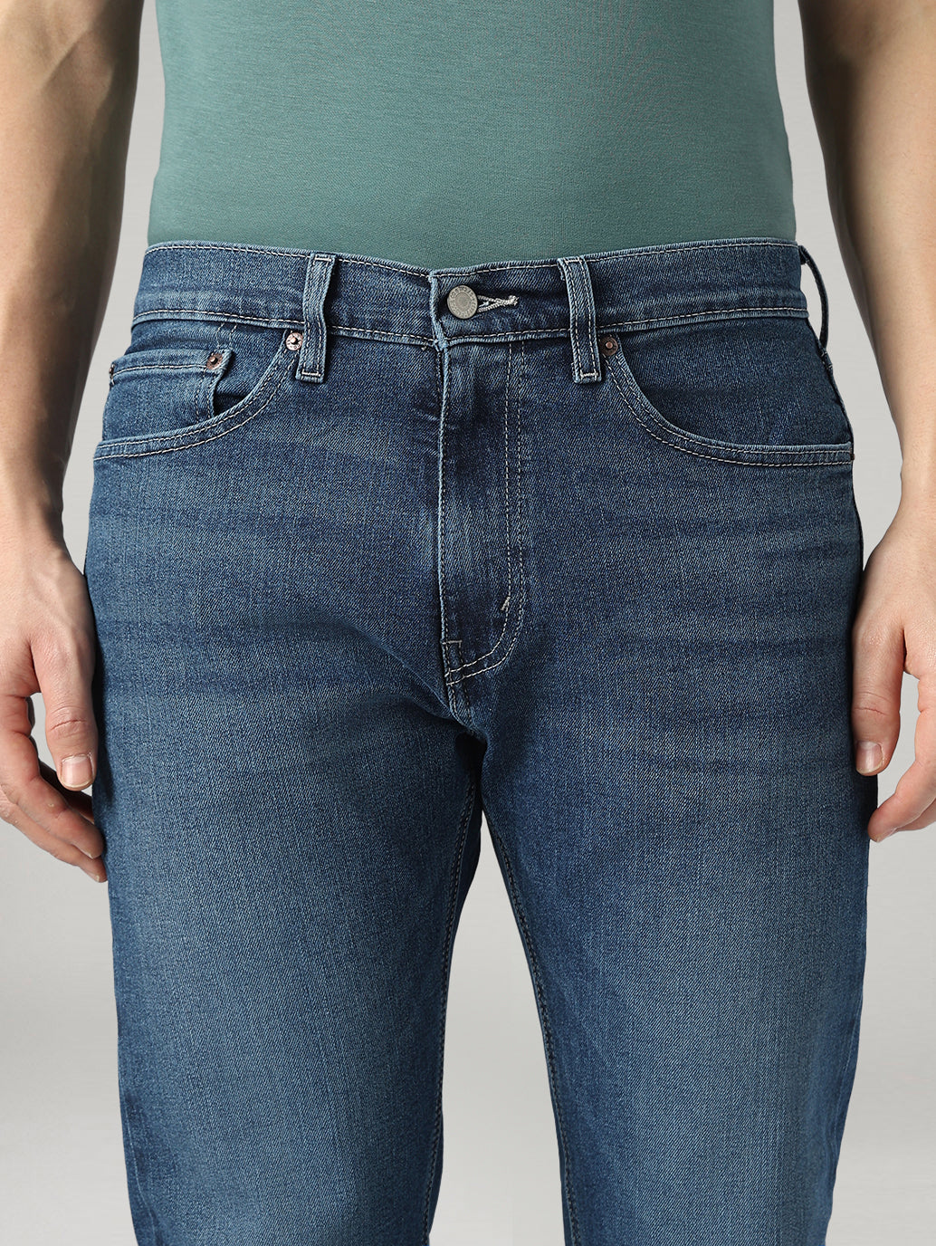 Men's 505 Dark Blue Straight Fit Mid Rise Jeans - 20 View