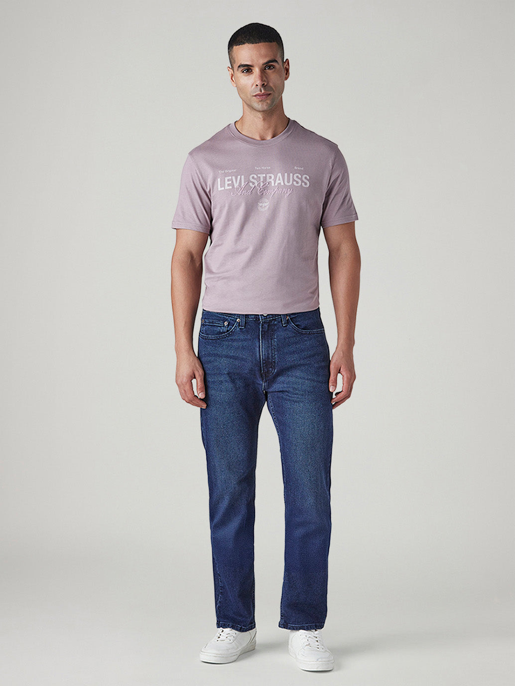 Men's 505 Blue Straight Fit Mid Rise Jeans - Front View