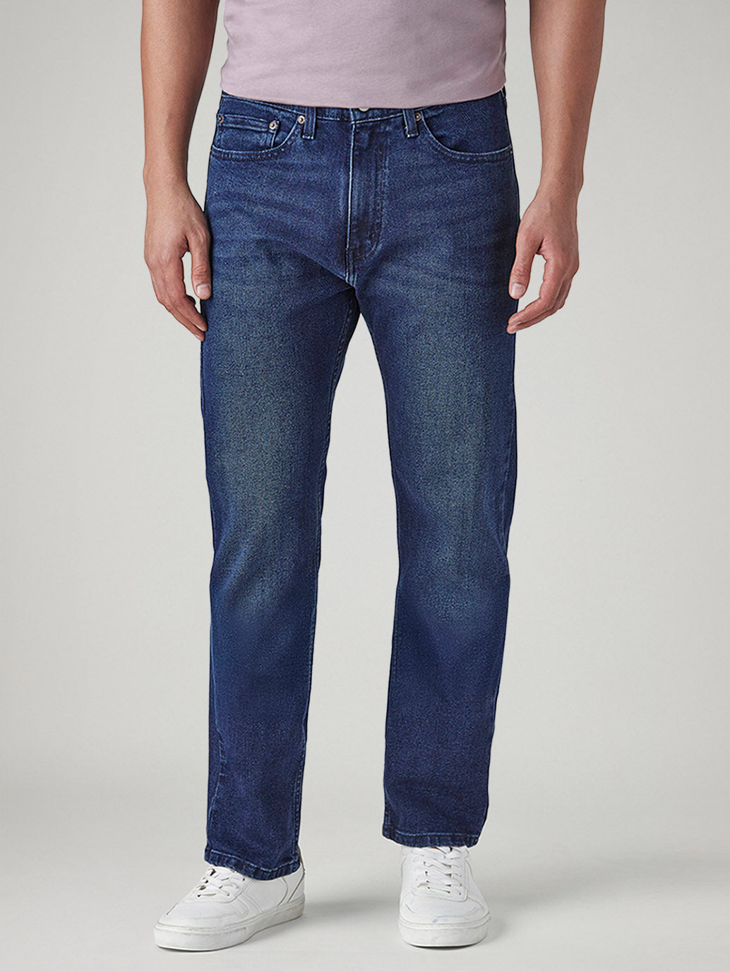 Men's 505 Blue Straight Fit Mid Rise Jeans - Front View