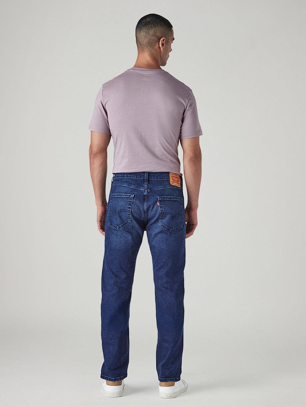 Men's 505 Blue Straight Fit Mid Rise Jeans - Back View