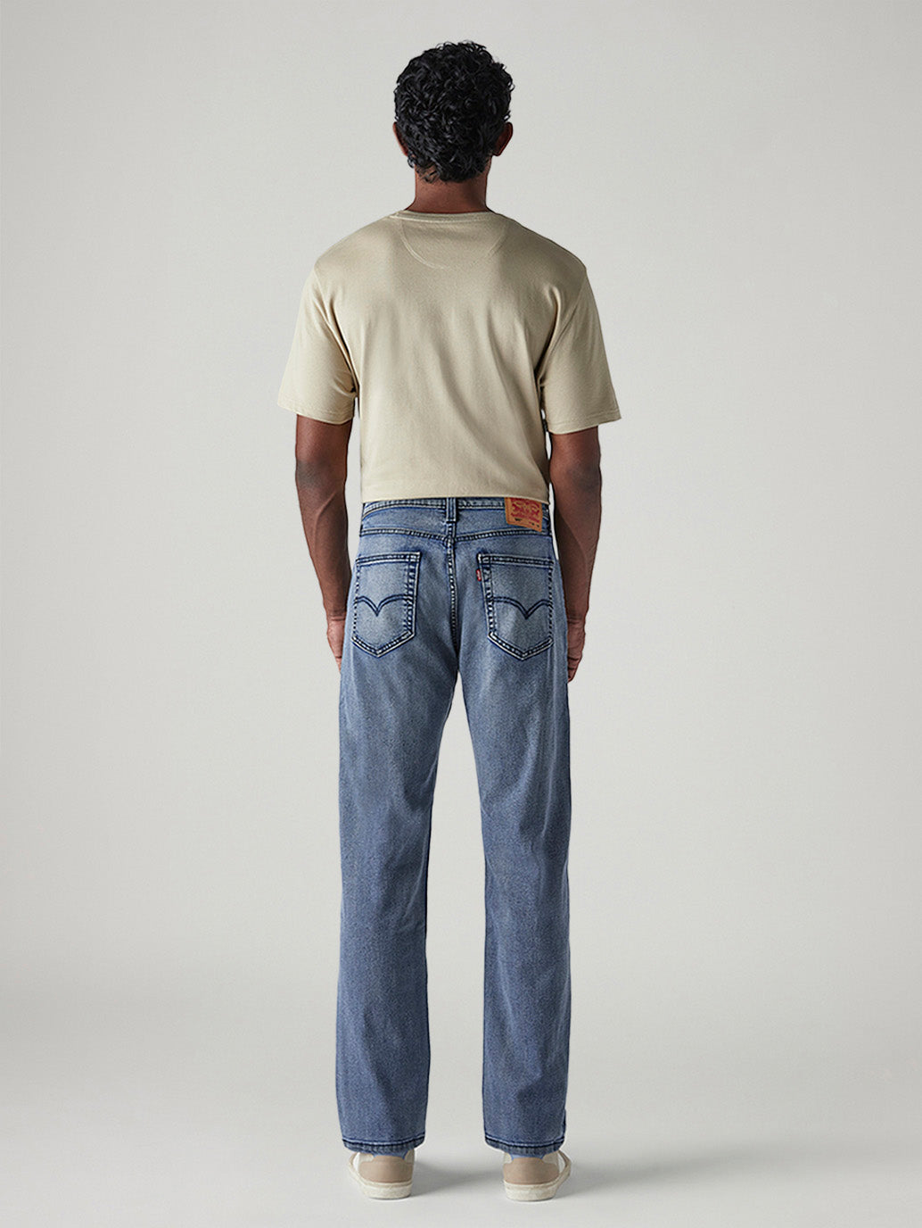 Men's 505 Blue Straight Fit Mid Rise Jeans - Back View