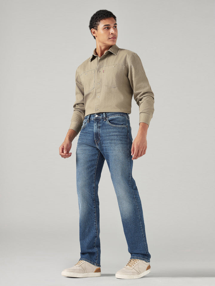 Men's 505 Blue Straight Fit Mid Rise Selvedge Jeans