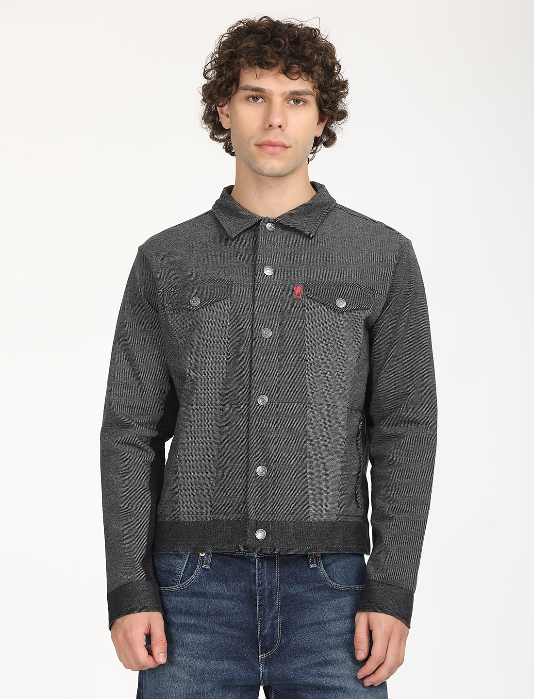 Men's Solid Black Jacket - Front View