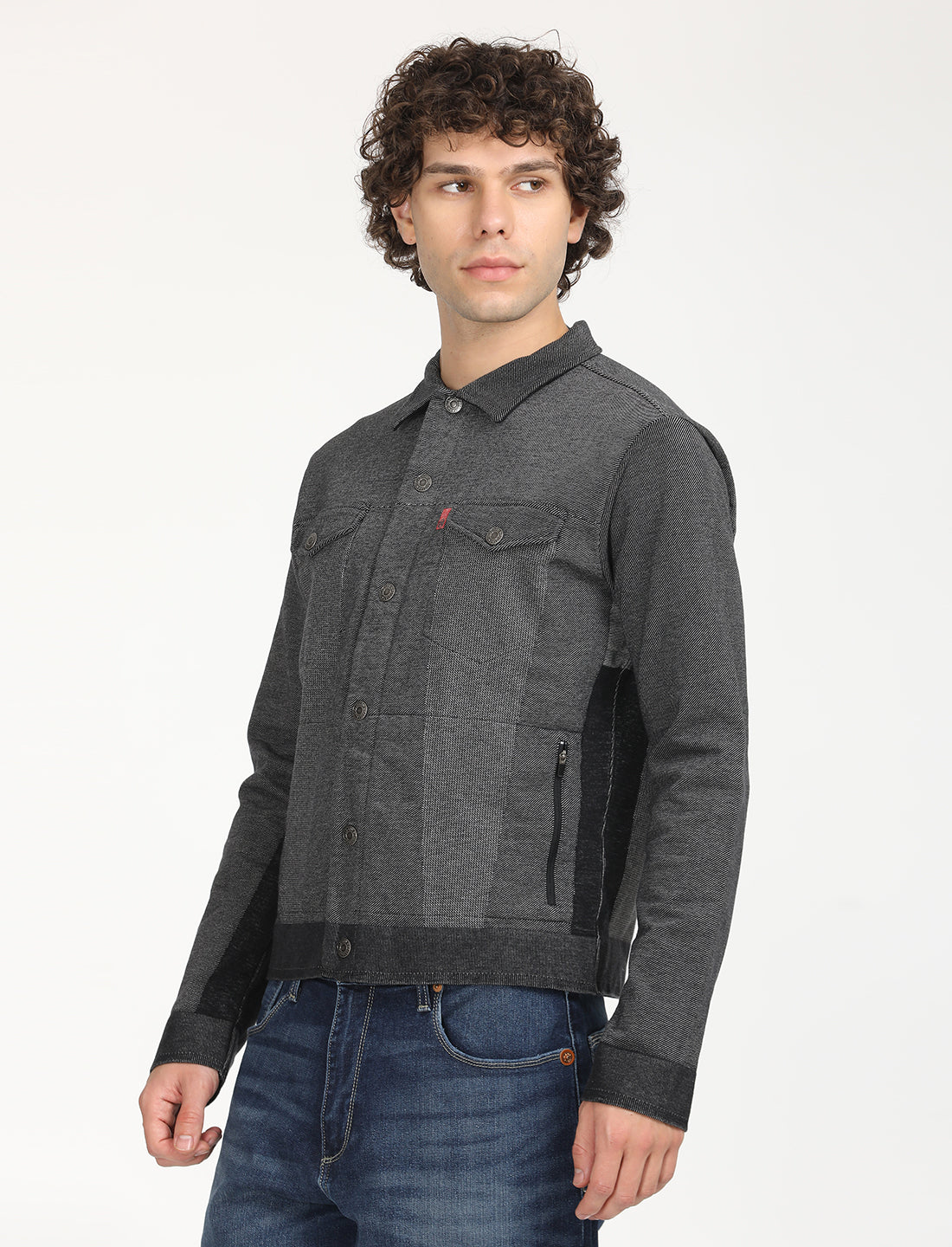 Men's Solid Black Jacket - RightSide View