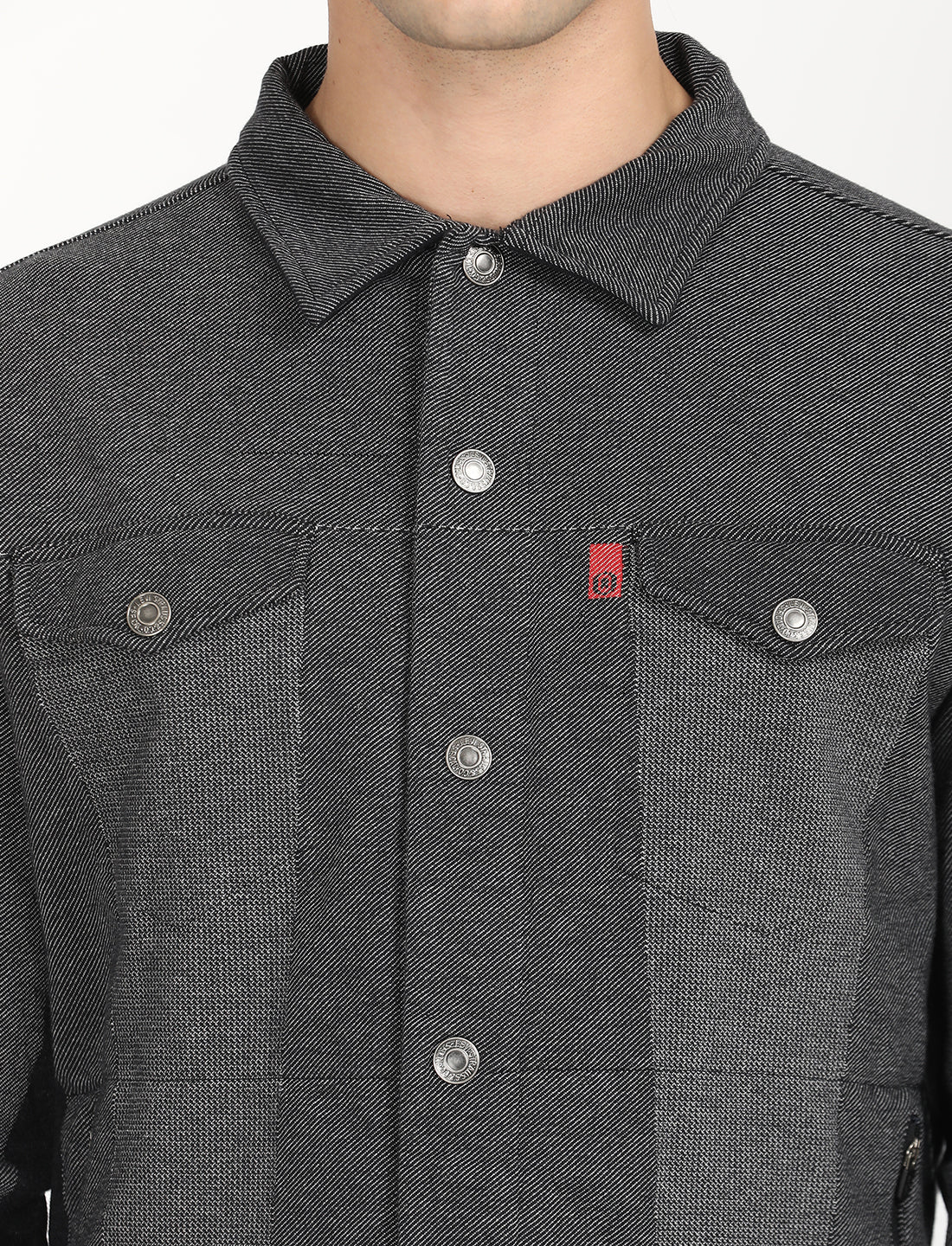 Men's Solid Black Jacket - Detail View