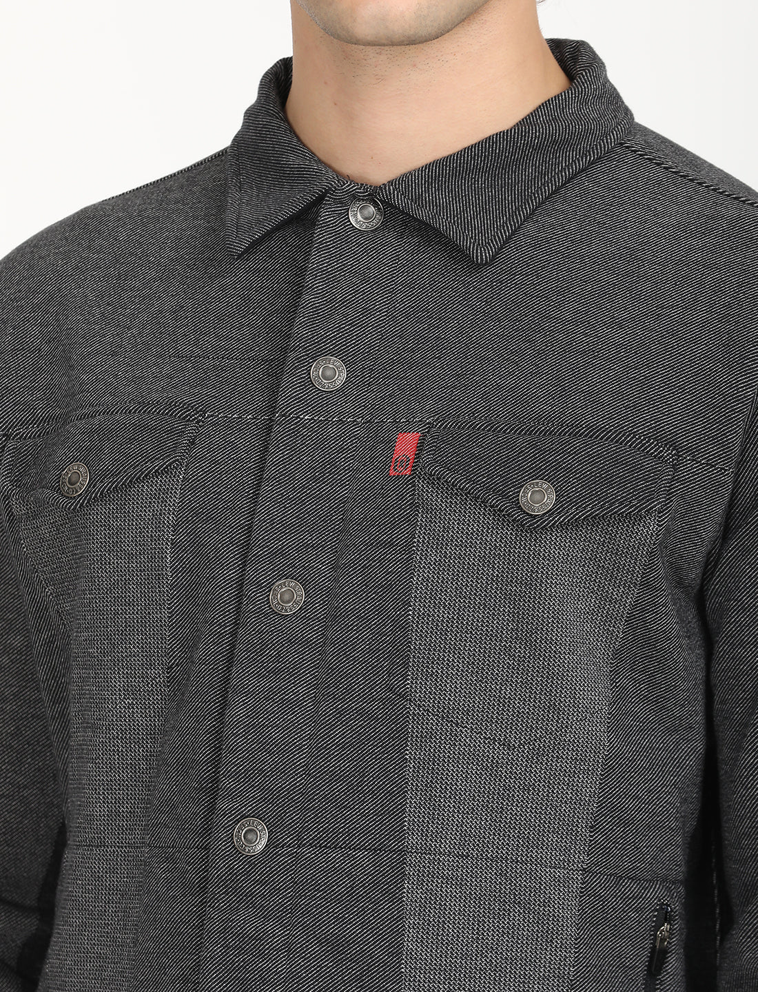 Men's Solid Black Jacket - Detail View