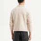 Men's Solid Beige Spread Collar Jacket - Back View