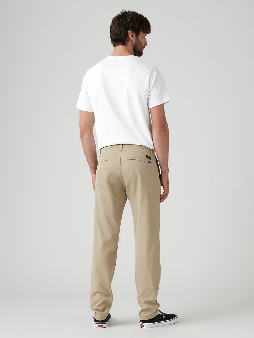 Men's Beige Regular Fit Tech Pant Chinos - Back View